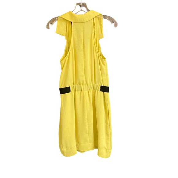 RACHEL ROY YELLOW V-NECK RACERBACK ELASTIC WAIST MINI DRESS POCKETS SZ 4 - Picture 3 of 8